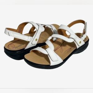 Revere Miami Stappy Leather White & Brown Comfort Sandals Fully Adjustable 12M